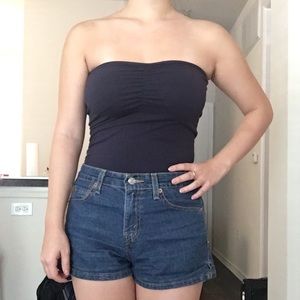 American Apparel Strapless Navy Bodysuit